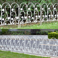 Rustproof Garden Fence 5 Panels Metal Wrought Iron Railings Decorative Fencing