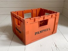 Vintage French Beer / Juice Stacking Bottle Crate / Banga, Pampryl, Orange, 1980