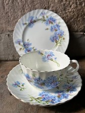 Vintage Adderley Fine Bone China Tea Trio Cup Saucer Side Cornflower Pattern