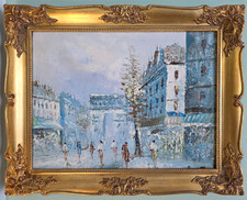 Vintage Paris Street Scene Oil