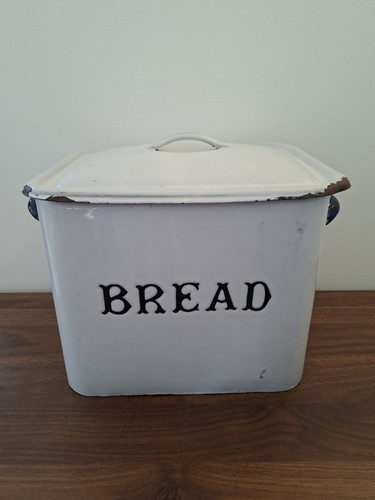 Vintage metal bread bin white - vintage, bin,