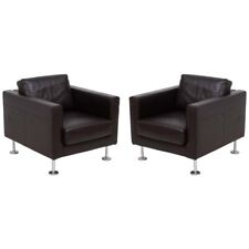 Vitra by Jasper Morrison, Park Brown Leather Armchair, Set of 2