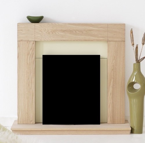 Electric fire oak - electric, cream