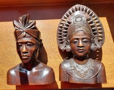 Pair Of Beautiful  Bali Wood Carvings.