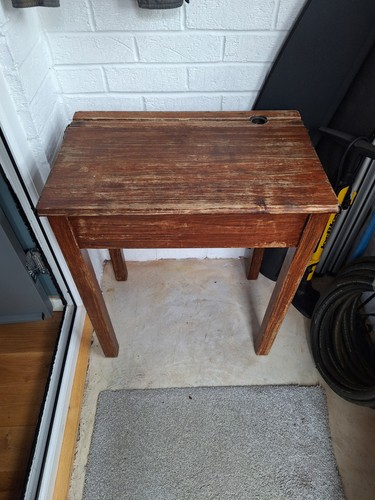 Vintage wooden school desk - wooden,