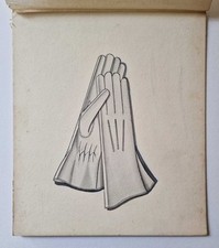 ORIGINAL ARTWORK 1920s Womens Vintage Fashion Drawing, Ladies Gloves