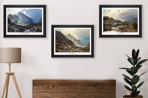 Set welsh landscape art - of,