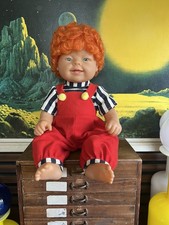 Vintage Large Haunted Chucky Style Doll Halloween Ugly Face Scary Ginger Hair