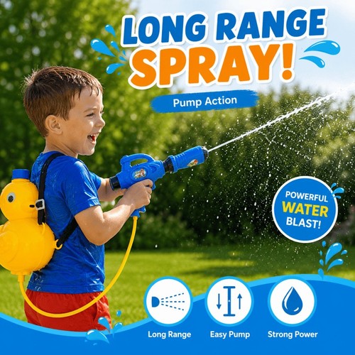 Kids duck backpack water gun - water,