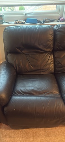 Black leather seater - black,