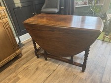 Antique Oak Barley Twist Drop Leaf Dining Table Farmhouse Cottage Rustic 