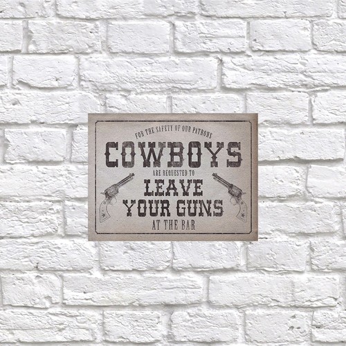 Cowboys leave your - guns,, retro