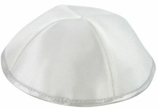 20 cm White Satin Jewish Kipah