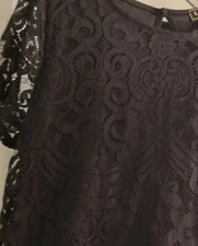 LIPSY Black Glam Occasion Lace Soft A Line Lace Short Dress Size 16