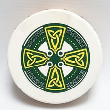 Bodhran 8" with Beater, Koda Irish Drum, CELTIC CROSS GREEN