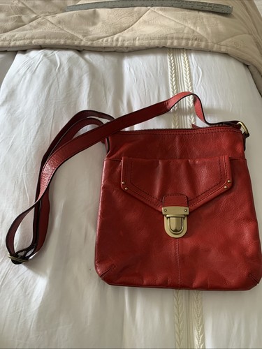 Red leather saddle bag - leather,