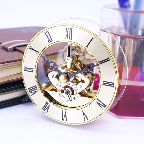 Clear view gold skeleton clock - view,