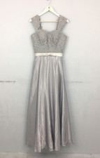 Eternal Love Women's Dress Size 12 Blue Grey Lace Satin Diamante Prom Used F1
