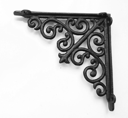 Cast iron ornate shelf bracket - iron,