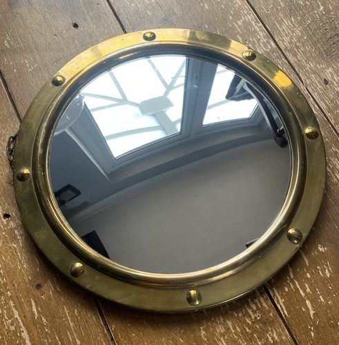 Antique brass port hole convex - antique,