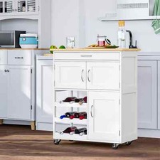 Kitchen Cart Island Butchers Table Trolley Storage Cabinet Cupboard itzcominghom