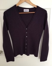 Brora 100% Cashmere Cardigan Purple Womens Size Uk 10 Luxury Super Soft