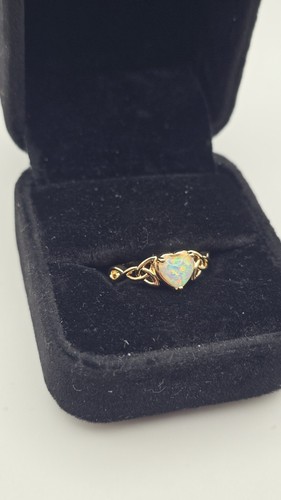 Celtic knot heart opal ring - celtic,