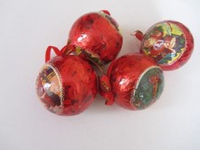 Vintage 1990s Father Christmas decorations - 4 large papier mache baubles