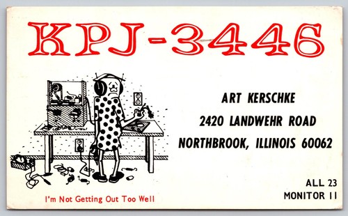 1966 radio qsl postcard - radio,