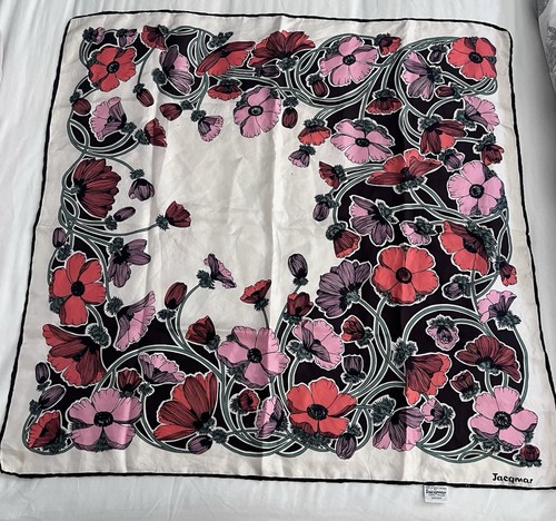 Vintage jacquard silk - silk, square