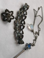 Vintage Job Lot Costume 30s Diamante Bow  Bracelet 20s Brooch etc