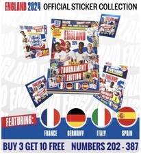 Panini England 2024 Tournament Edition STICKERS, #202-387, Buy 3 Get 10 Free