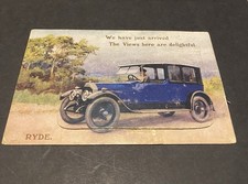 RYDE ISLE OF WIGHT POSTCARD OF A VINTAGE CAR WITH TWELVE FOLD-OUT VIEWS