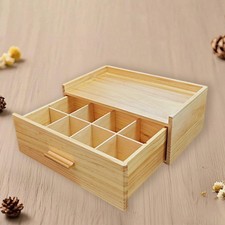 Wooden Tea Bag Organizer Storage Box with Drawer Chest for Desk