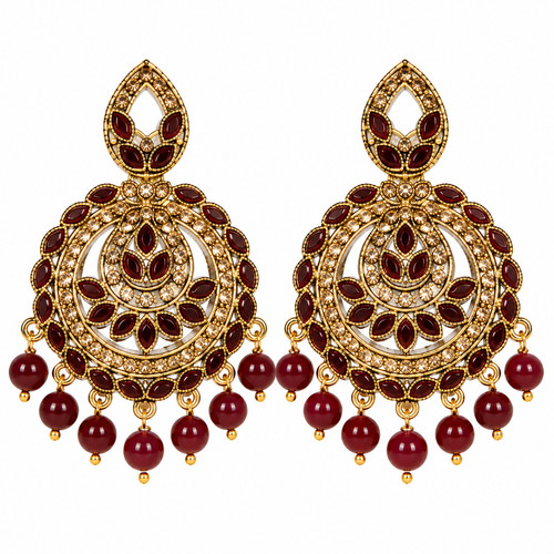 Gold tone chandbali earrings - gold-tone,