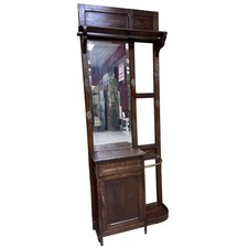 Antique Hall Tree with Mirror