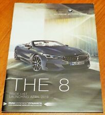 BMW 8 Ser Convertible M850i xDrive 2019 2018  8 UK Price List Brochure
