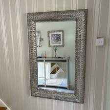 Vintage Metal Silver Large  Moroccan Style  Mirror