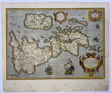 BRITISH ISLES IRELAND 1624 ABRAHAM ORTELIUS LARGE NICE ANTIQUE MAP 17TH CENTURY