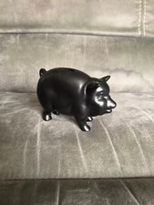 SYLVAC BLACK PIG MONEY BOX PIGGY BANK 1132 3" high VINTAGE 1950's COLLECTABLE