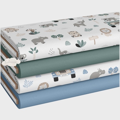 Kids fabric blue safari - ,,