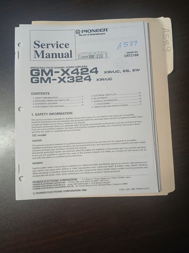 Pioneer x424 x324 service - gm-x424,