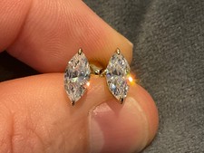 1.5 Carat Lab Created Diamond Marquise Solitaire Earrings 14k Gold Plated 925