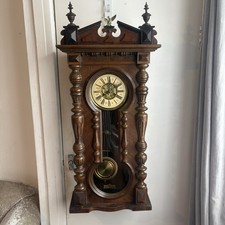 Antique 1880 Stunning Carved Vienna Regulator Wall Clock with Pendulum - Working