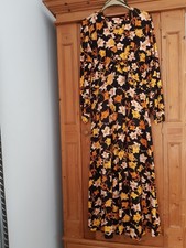 Autumn Shades Floral Joe Brown Long Sleeve V Neck Maxi Dress.