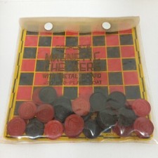 Vintage Magnetic Checkers With Metal Board