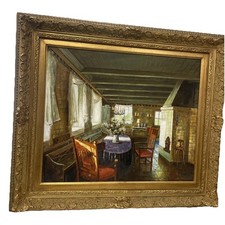 The Old Manor Kitchen Canvas 32x28 Original Oil Signed S Goodward Framed 26x30'