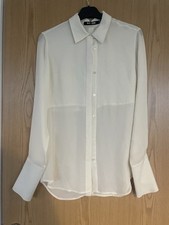 Ladies While Silk Shirt with Button Back by BLK DNM Size S