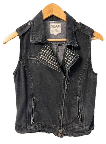 Dolled black denim vest - black,
