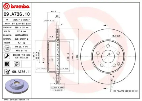 Brake disc internally - 2x,